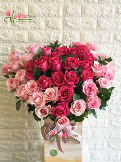 Hộp hoa hồng Ecuador  - Trái tim yêu thương